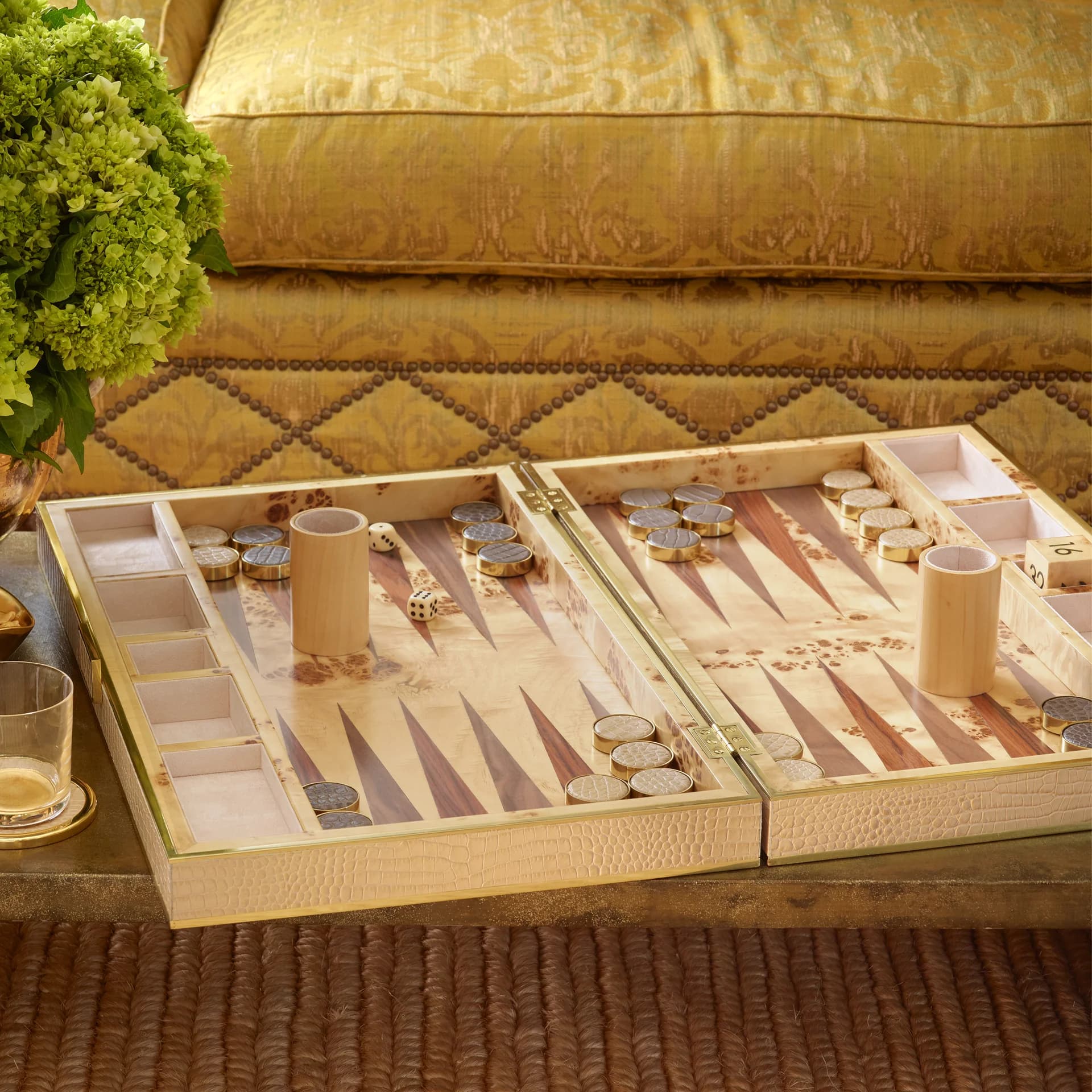 A luxurious handcrafted chess set.